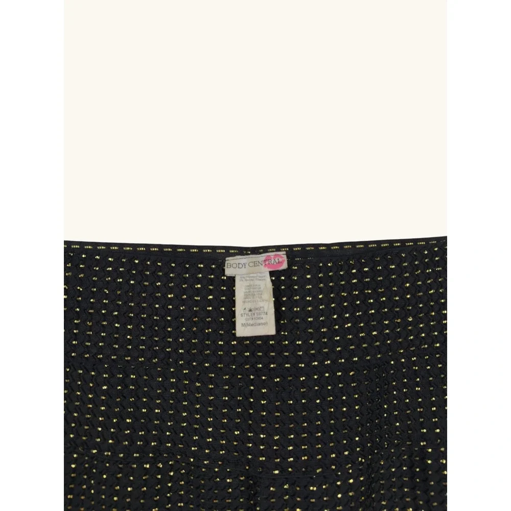 Body Central Womens Black Gold Metallic Bandage Mini Skirt Size M Party Bodycon